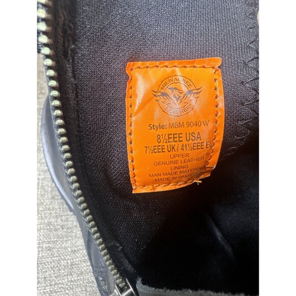 Milwaukee Leather Mens Black Biker Boots 8.5 EEEE Wide Genuine Leather - Picture 5 of 10